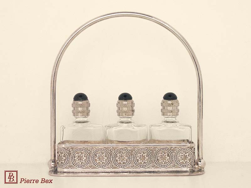 Pierre Bex Art-Deco basket with 3 perfume bottles 42849-03
