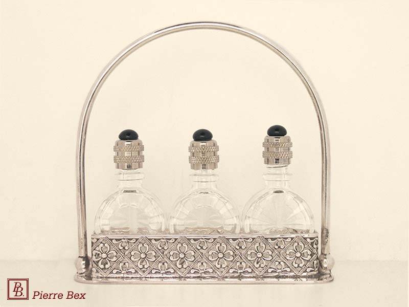 Pierre Bex Art-Deco basket with 3 perfume bottles 42849-07