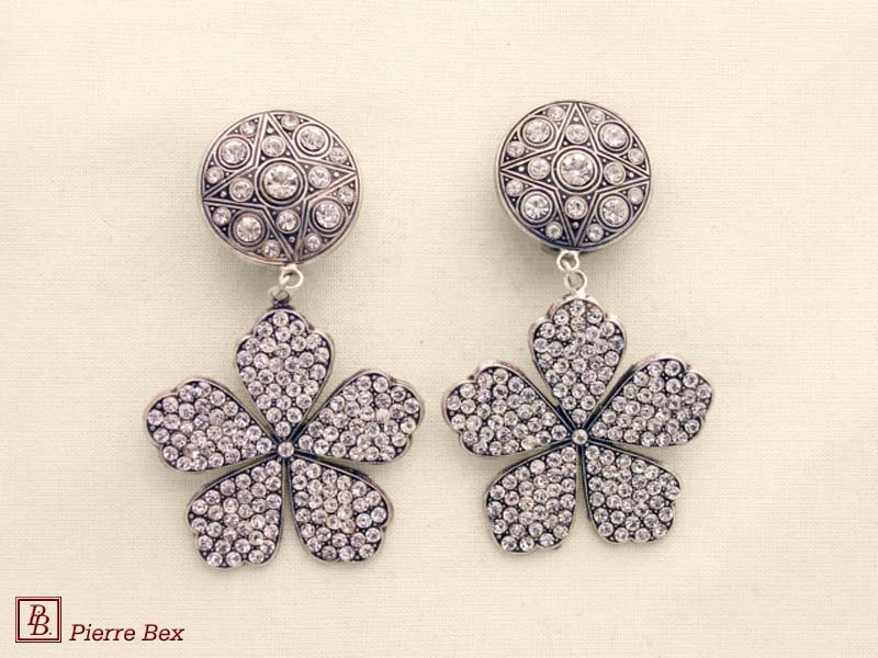 Pierre Bex Art-Deco large earclips with rhinestones 45255-01