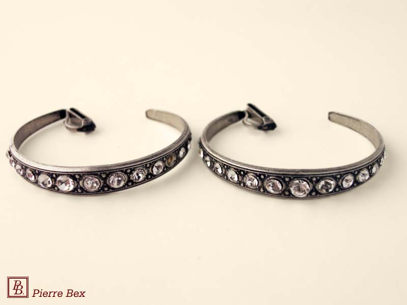 Pierre Bex Art-Deco creoles earclips rhinestones 45295-02