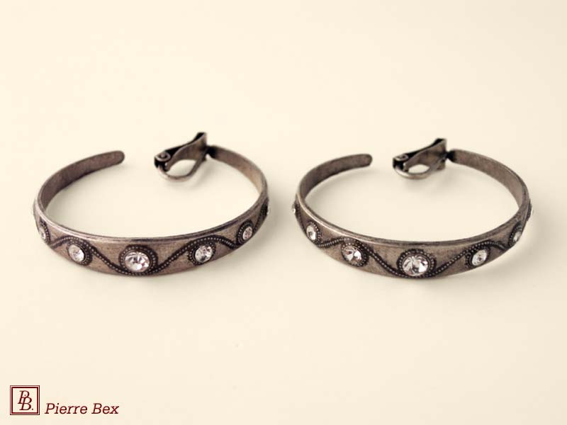 Pierre Bex Art-Deco creoles earclips rhinestones 45295-03