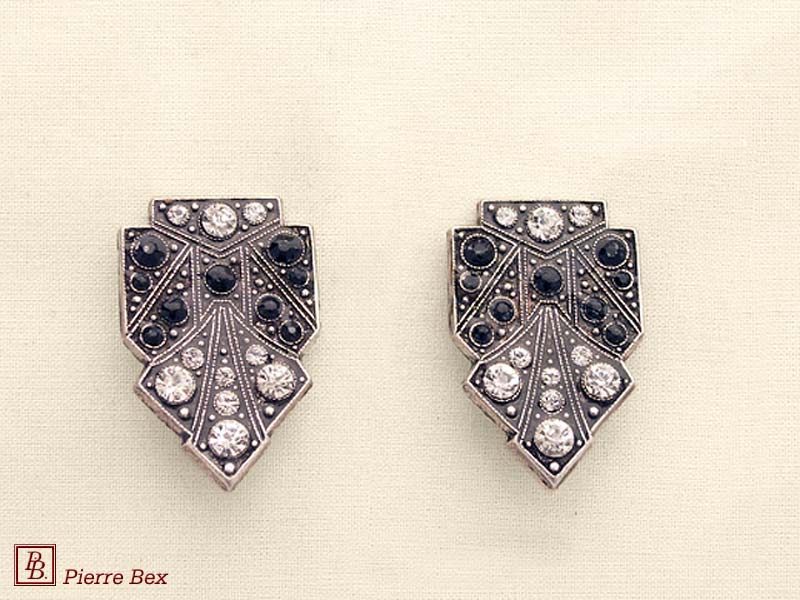 Pierre Bex Art-Deco earclips with rhinestones 45565-02