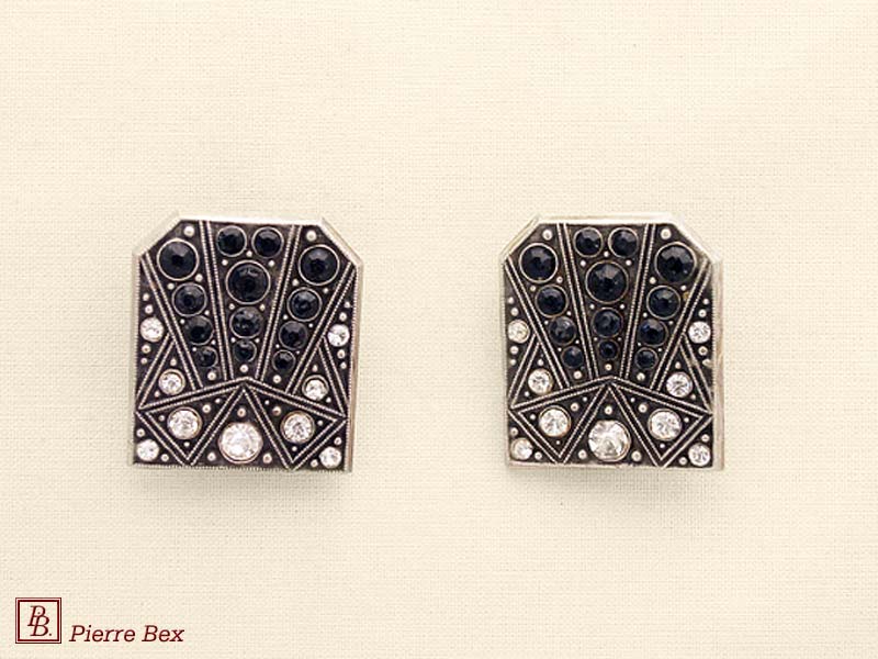 Pierre Bex Art-Deco earclips with rhinestones 45565-04