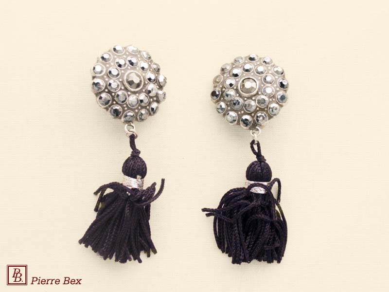 Pierre Bex Art-Deco earclips with rhinestones 45575-08A