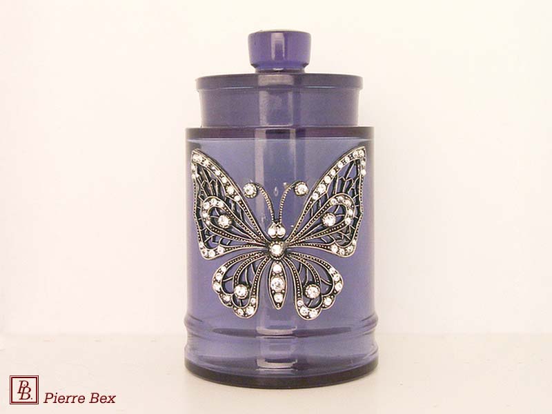 Pierre Bex Art-Deco crystal box with rhinestones butterfly 46099-01