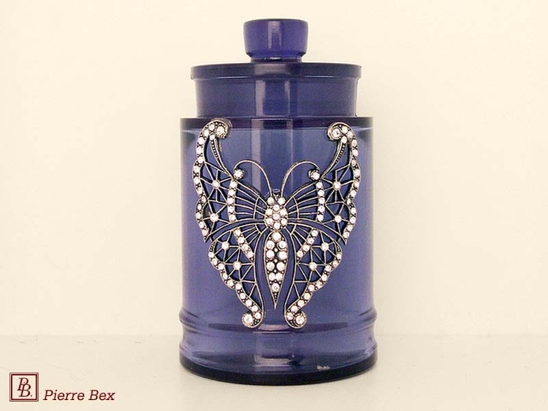 Pierre Bex Art-Deco crystal box with rhinestones butterfly 46099-02