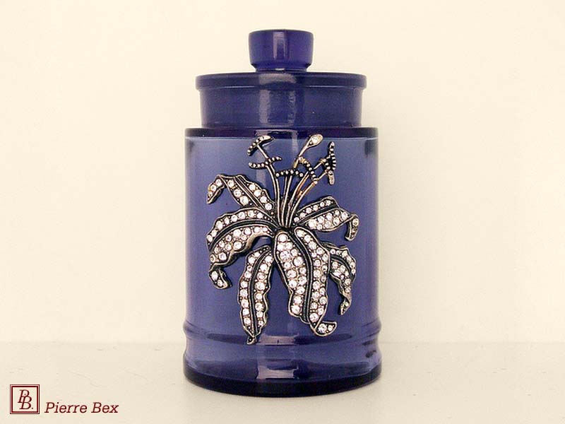 Pierre Bex Art-Deco crystal box with rhinestones orchid 46099-05