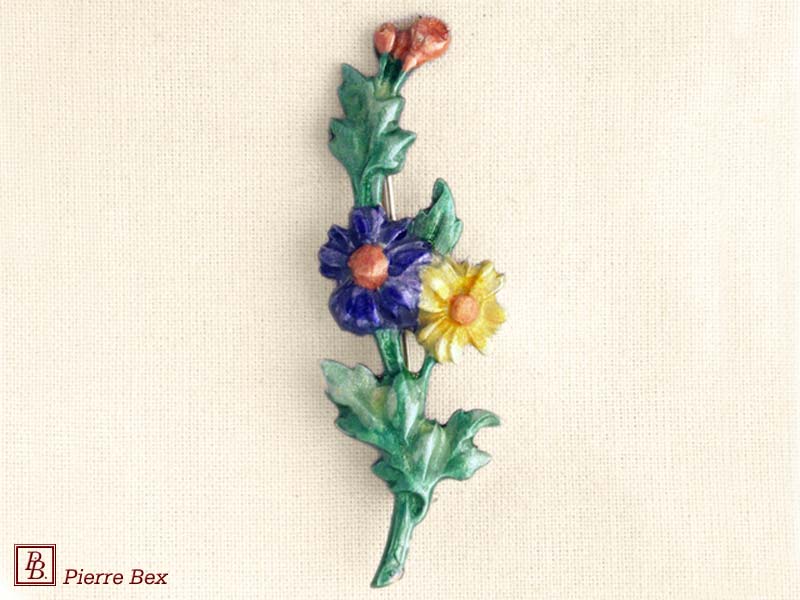 Pierre Bex Art-Nouveau enamel brooch posy 48256-11