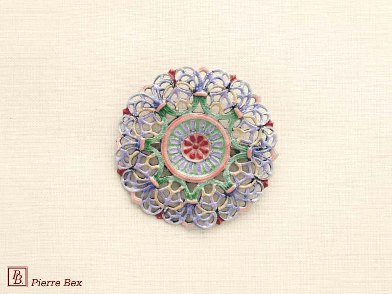 Pierre Bex Art-Nouveau enamel brooch filigree 48266-01