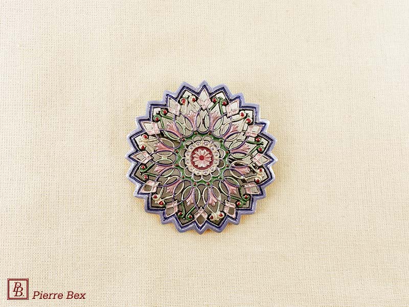Pierre Bex Art-Nouveau enamel brooch filigree 48266-02
