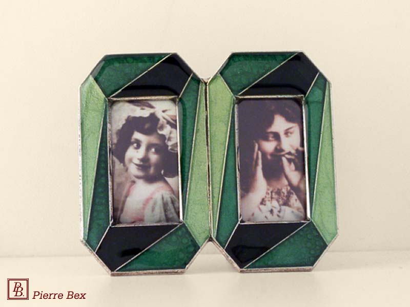 Pierre Bex Art-Deco enamel double picture-frame 48449-07