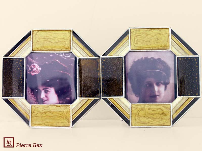 Pierre Bex Art-Deco enamel double picture-frame 48459-05
