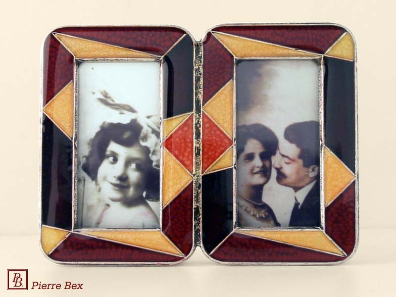 Pierre Bex Art-Deco enamel double picture-frame 48459-07