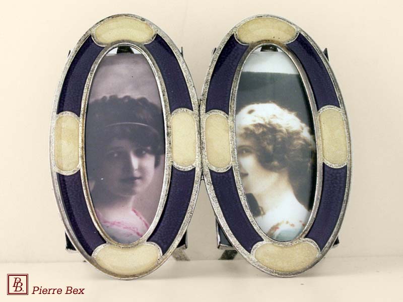 Pierre Bex Art-Deco enamel double picture-frame 48459-08