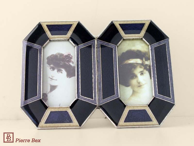 Pierre Bex Art-Deco enamel double picture-frame 48459-09