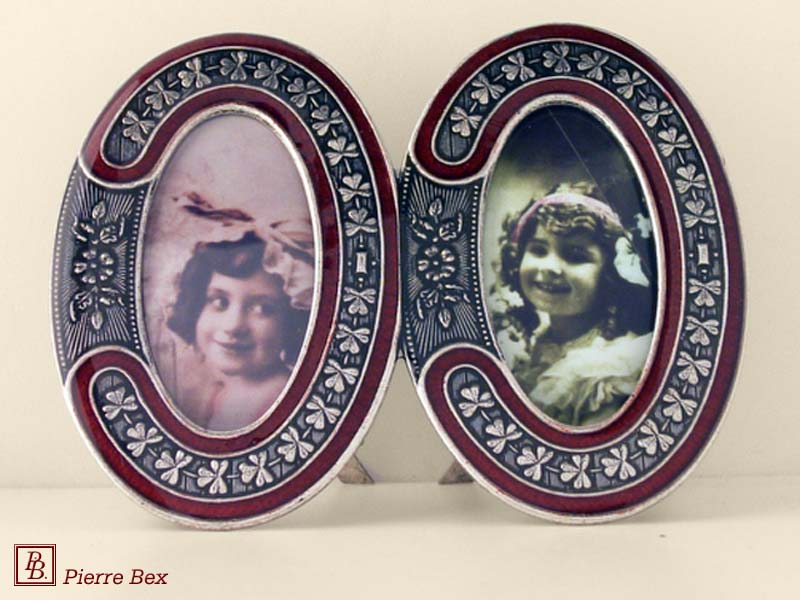 Pierre Bex Art-Deco enamel double picture-frame 48459-10