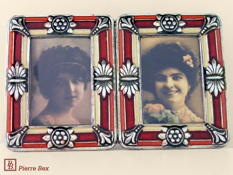 Pierre Bex Art-Deco enamel double picture-frame 48459-12