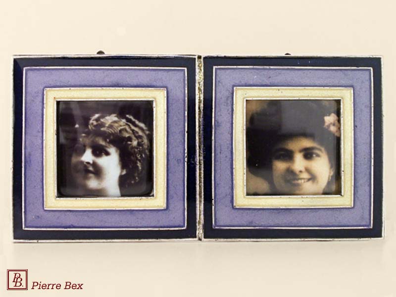 Pierre Bex Art-Deco enamel double picture-frame 48459-13