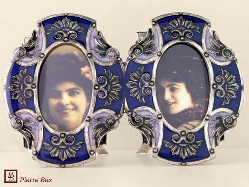 Pierre Bex Art-Deco enamel double picture-frame 48459-14